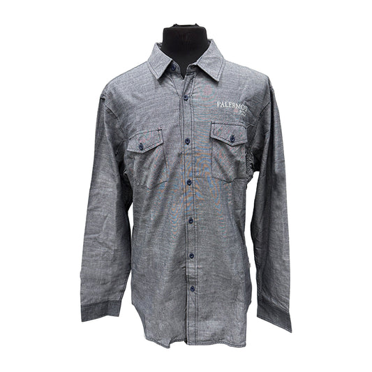 Burnside Men's Chambray Long Sleeve Shirt - Palermo's Pizza Script Logo
