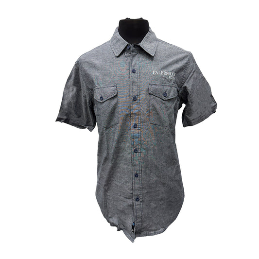 Burnside Men's Chambray Short Sleeve Shirt - Palermo's Pizza Logo